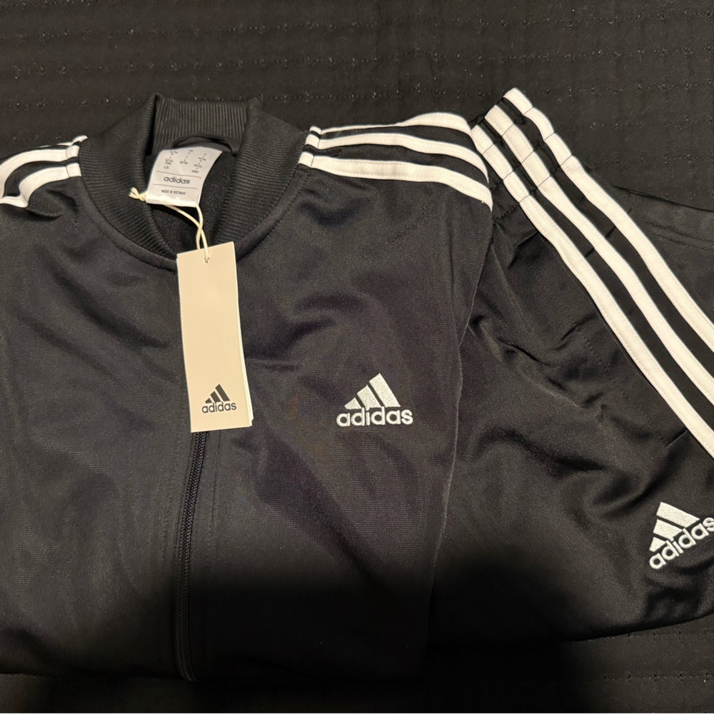 Adidas Women's Black and White Track Jacket and Joggers - Picture 2 of 5